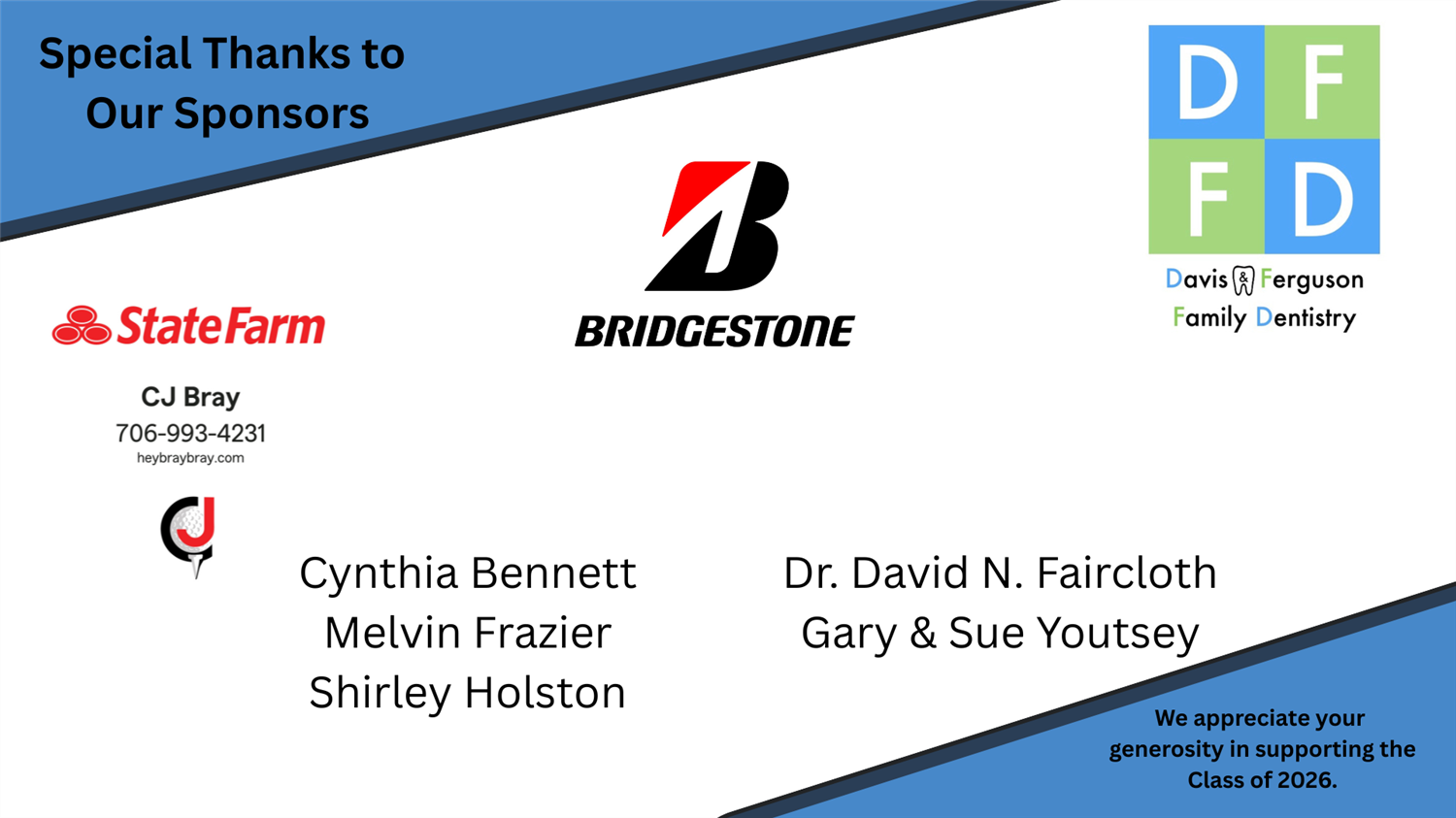 Sponsors for the Class of 2026